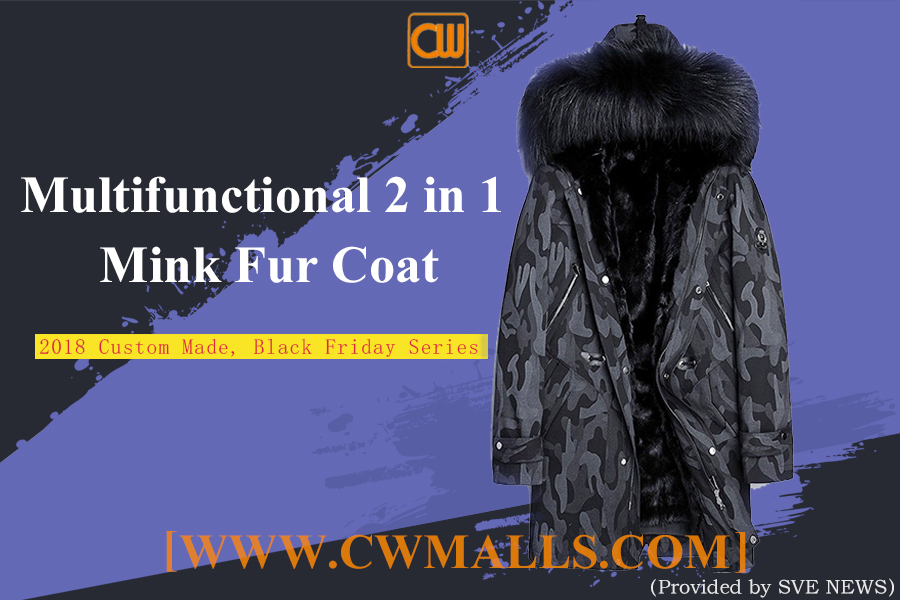 11.19 CWMALLS® Multifunctional 2 in 1 Mink Fur Coat