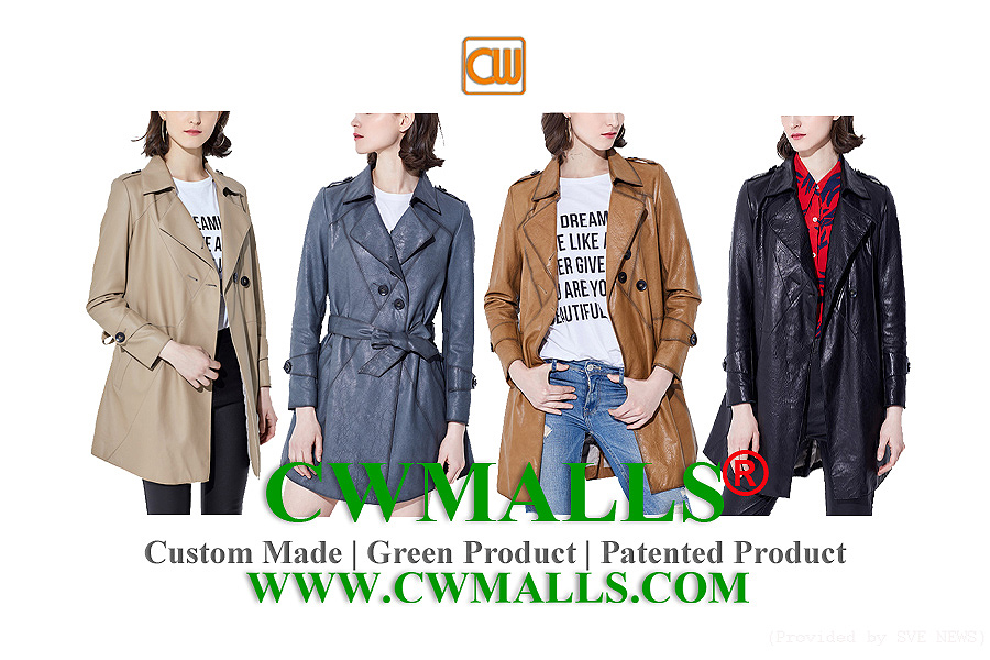 2.27 CWMALLS Women Leather Trench Coat